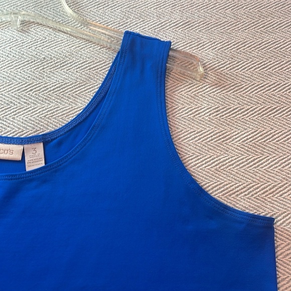 CHICOS Blue Sleeveless Tank Top Chico’s Sz 3 XL Pit to Pit 21 5/8” Preworn - Picture 12 of 14